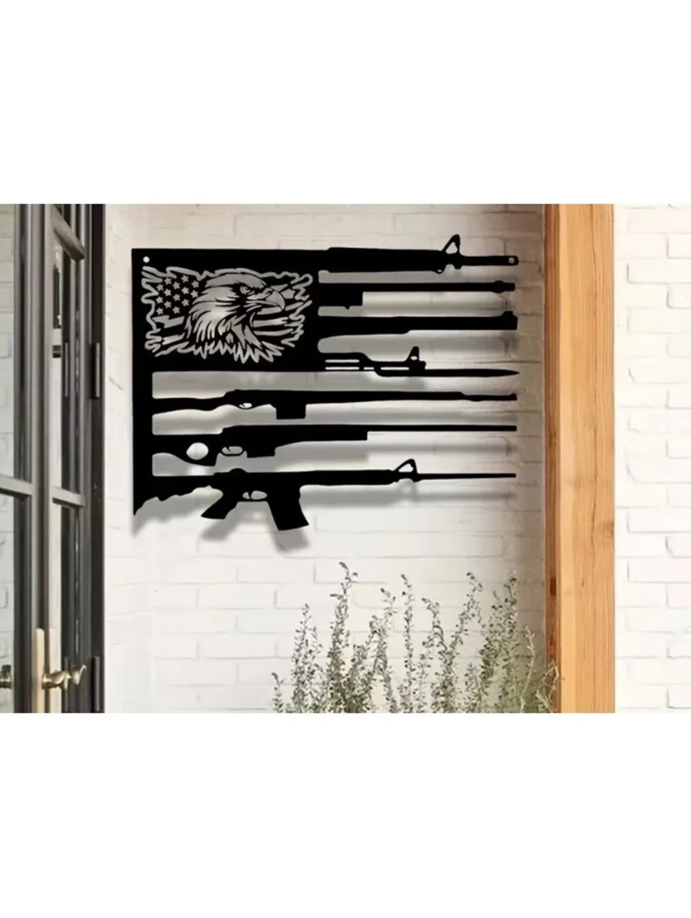 Patriotic American Metal Gun Flag  that makes a statement 12x9”